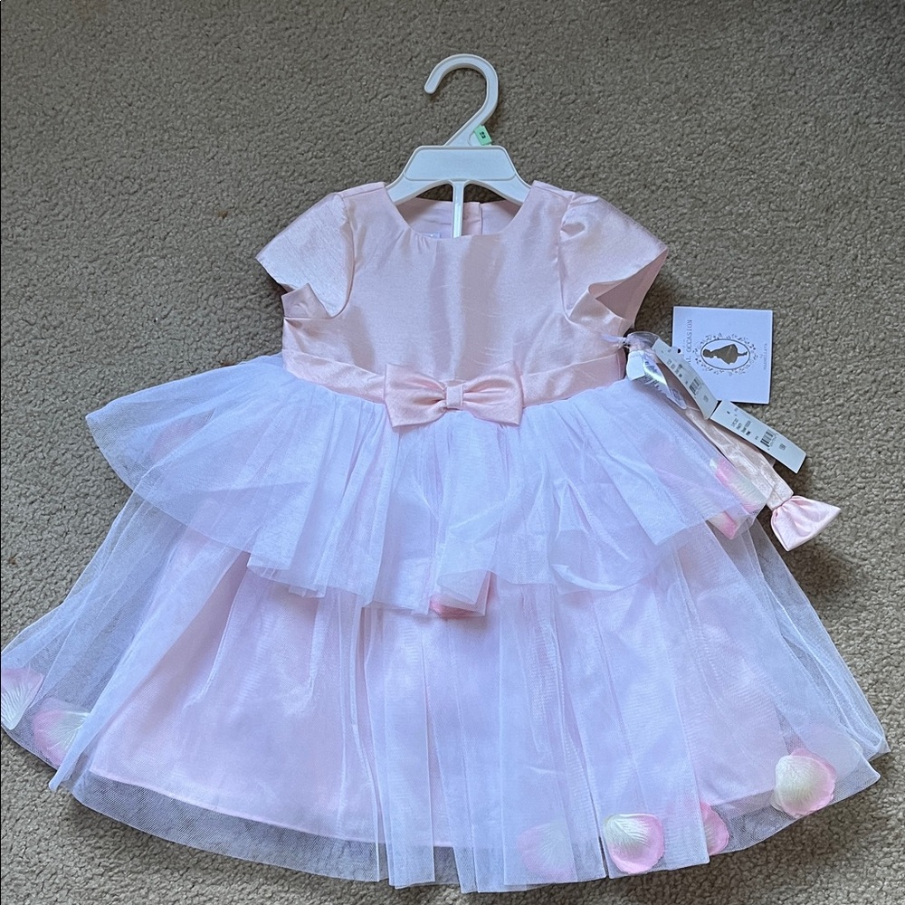 Pink and White Tulle Dress with Bow Size 18M